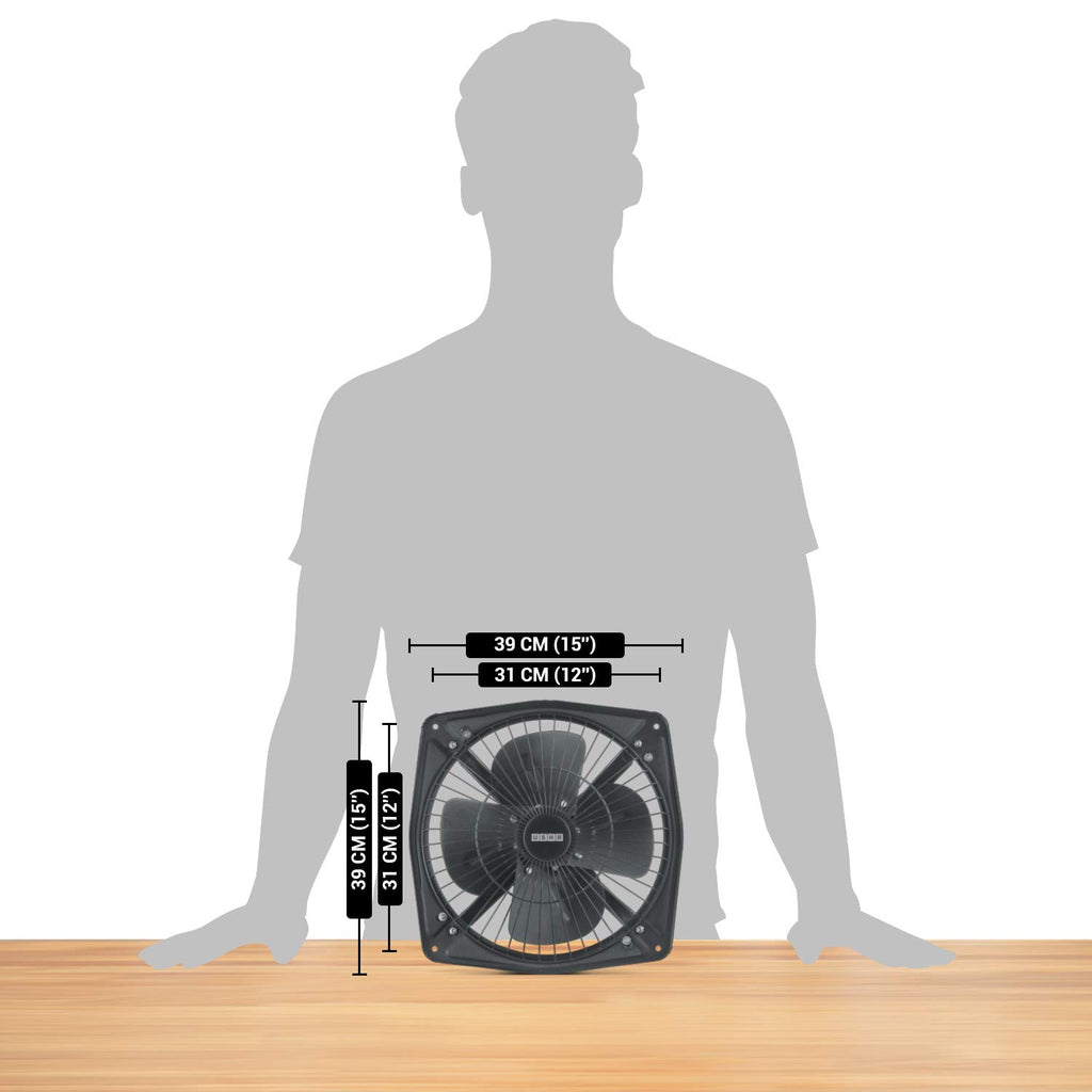 USHA Aeroclean Plus 300mm Exhaust Fan | Goodbye Oil and Dust Lacquer Coating | Double Ball Bearing For Longer Life | 100% Copper Motor | 2 Year Warranty | Grey Pack of 1