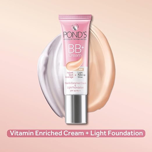 POND'S BB+ Cream | Instant Spot Coverage | Light Make-up Glow | Ivory 9g (Pack of 3)