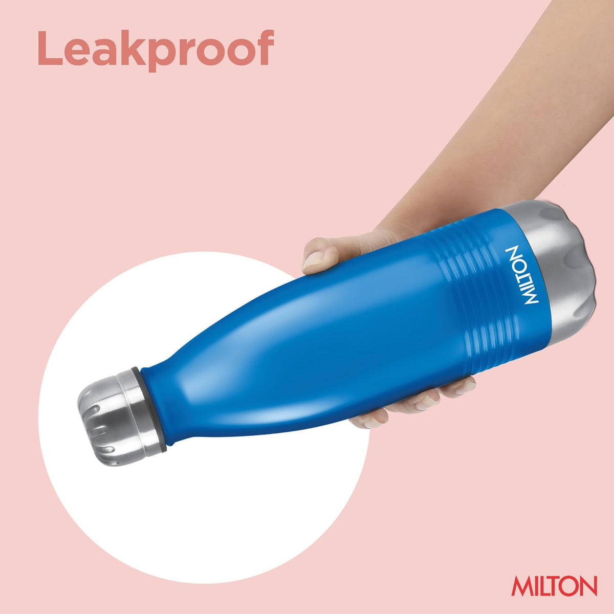 Milton Duo DLX 1000 Thermosteel Bottle, 1000 ml Water Bottles, 24 Hours Hot and Cold, Easy to Carry, Easy Grip, Rust Proof, Tea, Coffee, Office, Travel Bottle, Matt Blue