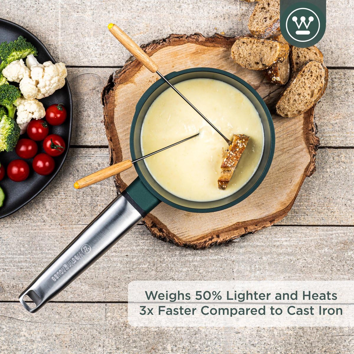 Westinghouse Performance Series Non Stick Saucepan 18cm - Lightweight Cast Aluminium - Saucepans for Induction Hobs, All Other Stove Types & Oven Proof - Stainless Steel Handle - Green WCSP0095N18SG