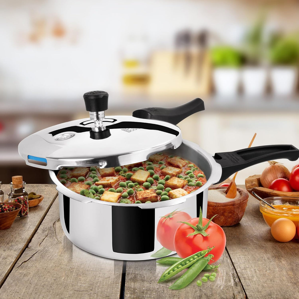 Milton ProCook Triply Pressure Cooker Stainless Steel with Outer Lid, 1.5 Litres, Induction and Gas Stove Compatible, Gasket Release System, 5 Years Warranty, ISI Certified, Silver