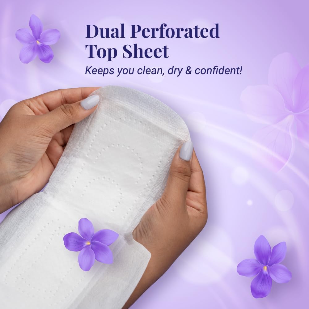 NIINE Dry Comfort Ultra Thin XL+ Sanitary Napkins for Heavy Flow (Pack of 2) 100 Pads with Free Biodegradable disposable bags