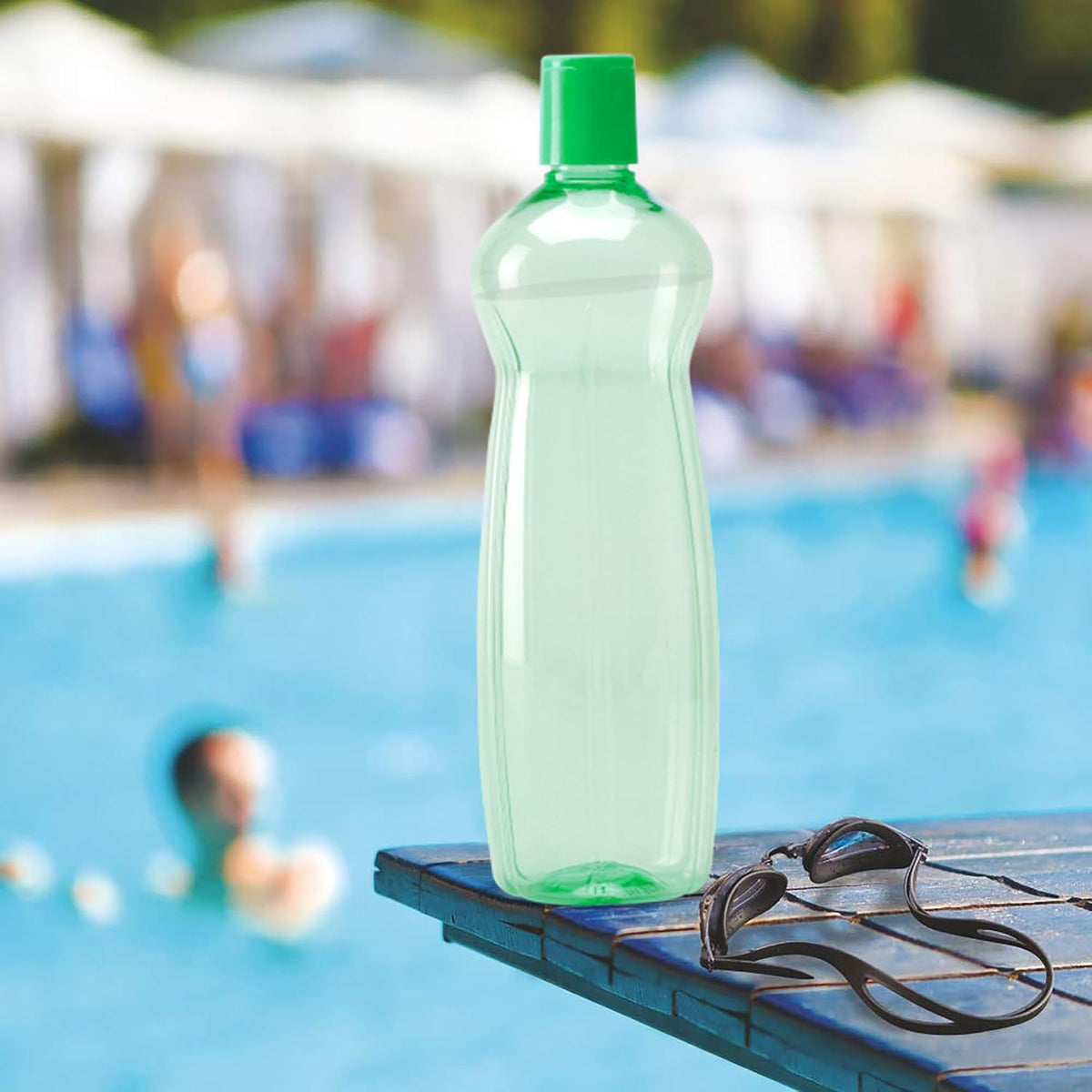 MILTON Pacific Pack of 6 Water Bottles, 1 Litre Each, Reusable Plastic Fridge Bottle Set, BPA Free and Leak Proof Bottles for Travel, Work, Green