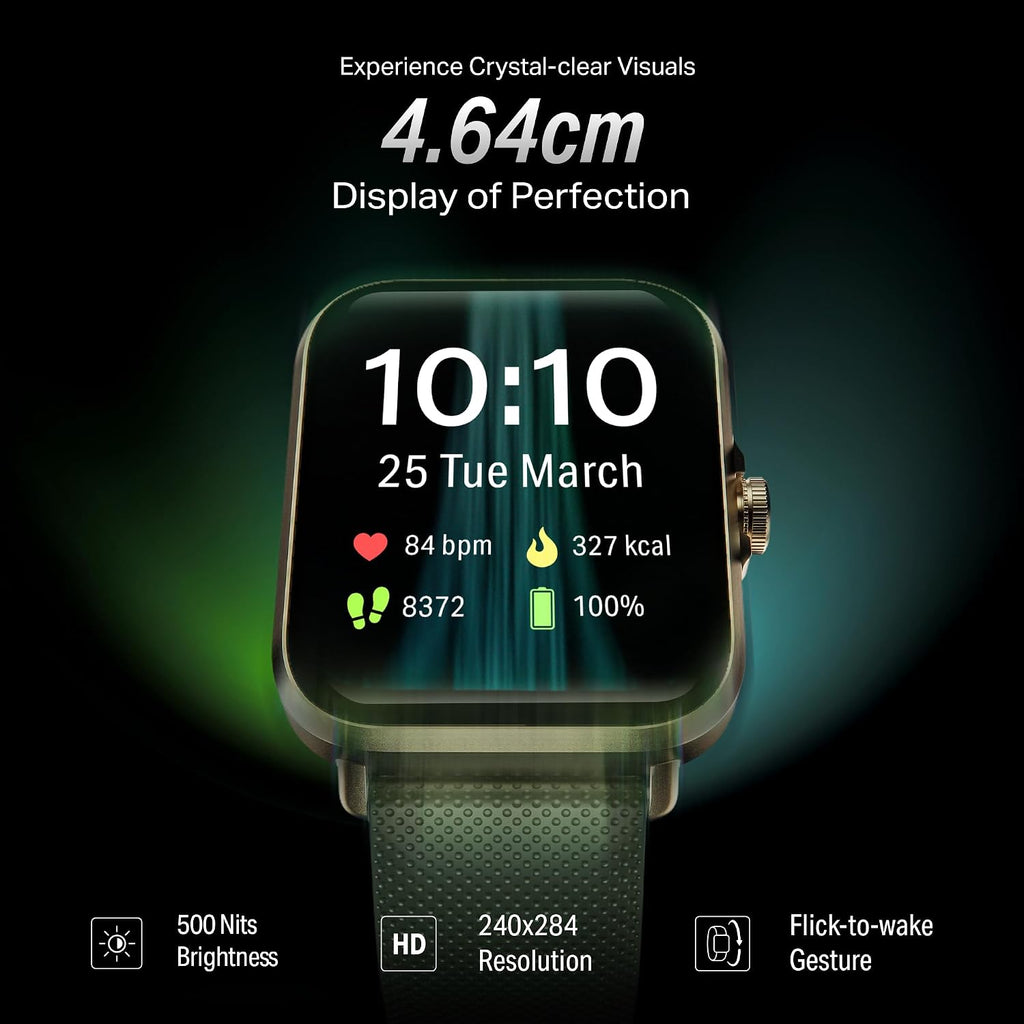 boAt Storm Infinity w/21 Days Extensive Battery Life, BT Calling, Huge 550mAh Battery, Fast Charge, 1.83” (4.65cm) Display, HR, SpO2 & Sleep Tracking, Smart Watch for Men & Women (Jade Gold)