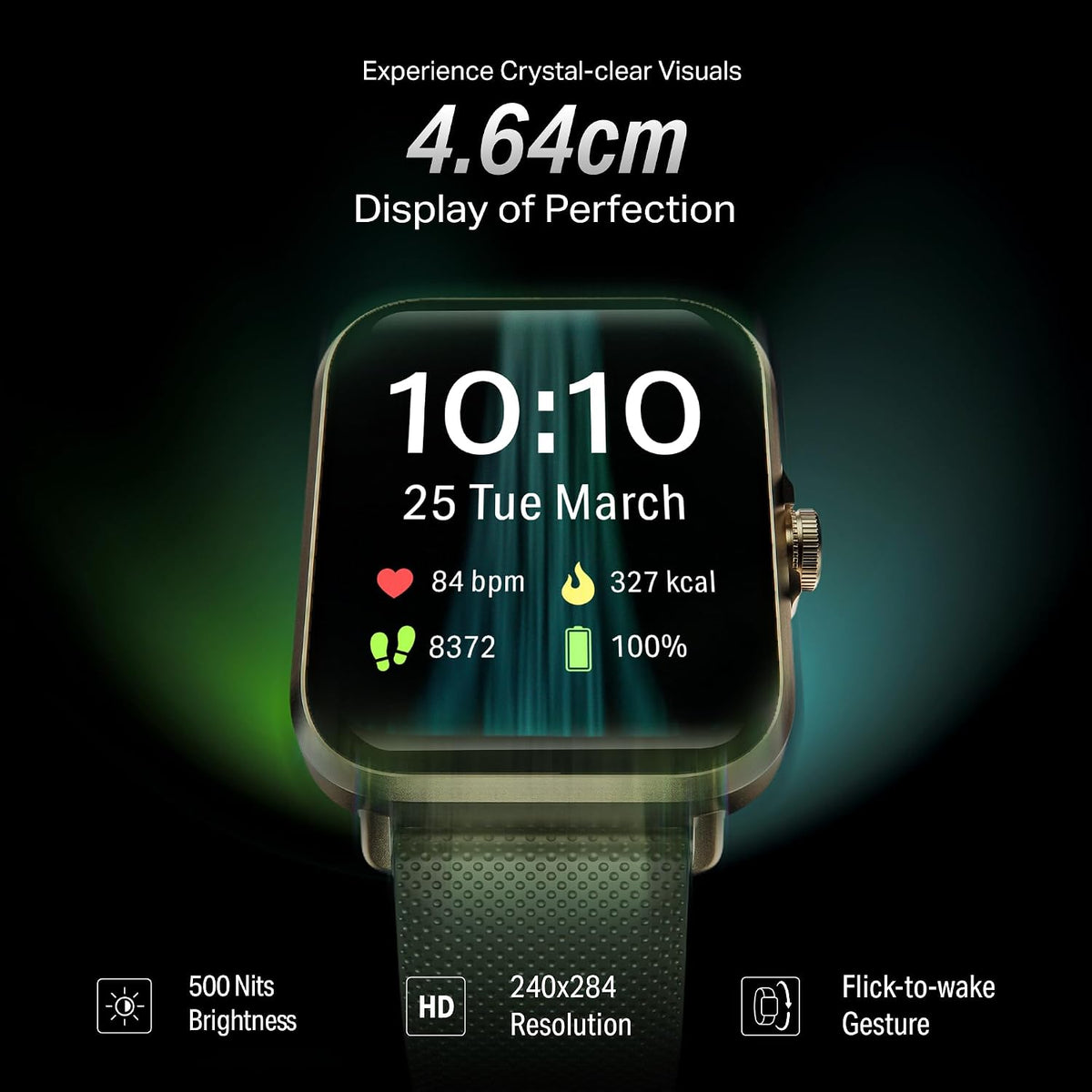 boAt Storm Infinity w/21 Days Extensive Battery Life, BT Calling, Huge 550mAh Battery, Fast Charge, 1.83” (4.65cm) Display, HR, SpO2 & Sleep Tracking, Smart Watch for Men & Women (Jade Gold)
