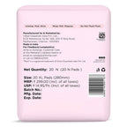 Plush Ultra-Thin Extra Large Sanitary Napkins for Women, 20 Pcs | For Light-Medium Flow | 100% Rash-Free | Pure U.S. Cotton XL Sanitary Pads | No Fragrance | No Toxic-Chemicals