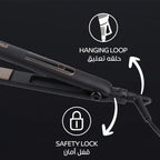 Wahl India WCHS6-1524 Argan Oil Infused Straightener; 3 Heat Settings- (180 ℃ – 200 ℃ – 220 ℃); Extra long Ceramic floating plate; LED temperature display, Black and Rose Gold