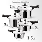Milton ProCook Triply Pressure Cooker Stainless Steel with Outer Lid, 1.5 Litres, Induction and Gas Stove Compatible, Gasket Release System, 5 Years Warranty, ISI Certified, Silver