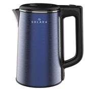 SOLARA Premium Electric Kettle Xtra Large, 1500 Watt, 1.8L Double Wall 100% Stainless Steel, BPA-Free, Cool Touch Tea Kettle with Overheating Protection, Cordless with Auto Shut-Off, Metallic Blue