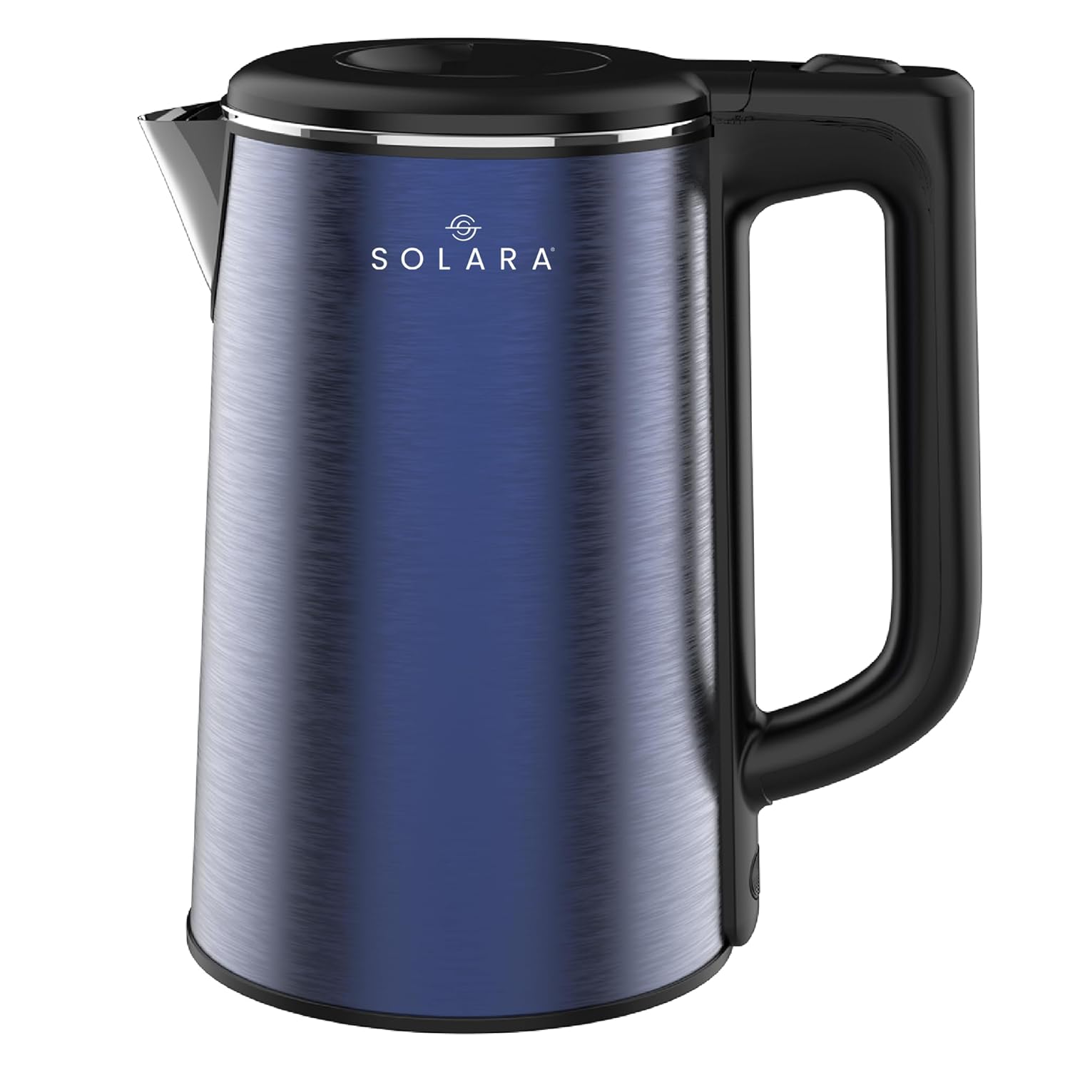SOLARA Premium Electric Kettle Xtra Large, 1500 Watt, 1.8L Double Wall 100% Stainless Steel, BPA-Free, Cool Touch Tea Kettle with Overheating Protection, Cordless with Auto Shut-Off, Metallic Blue
