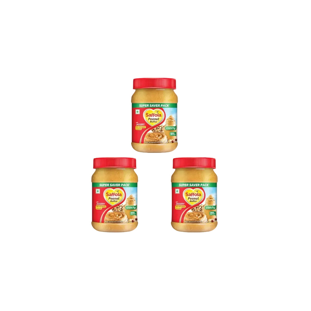 Saffola Peanut Butter with Jaggery, Crunchy 850 gm (Pack of 3)