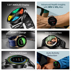 boAt Chrome Horizon, Premium Metal Body, Video Watch Faces, 1.51”(3.83cm) AMOLED Round Display, HRV & VO2 Max, Auto-Activity Detection, ASAP Charge, HRV Smartwatch for Men & Women (Steel Black)