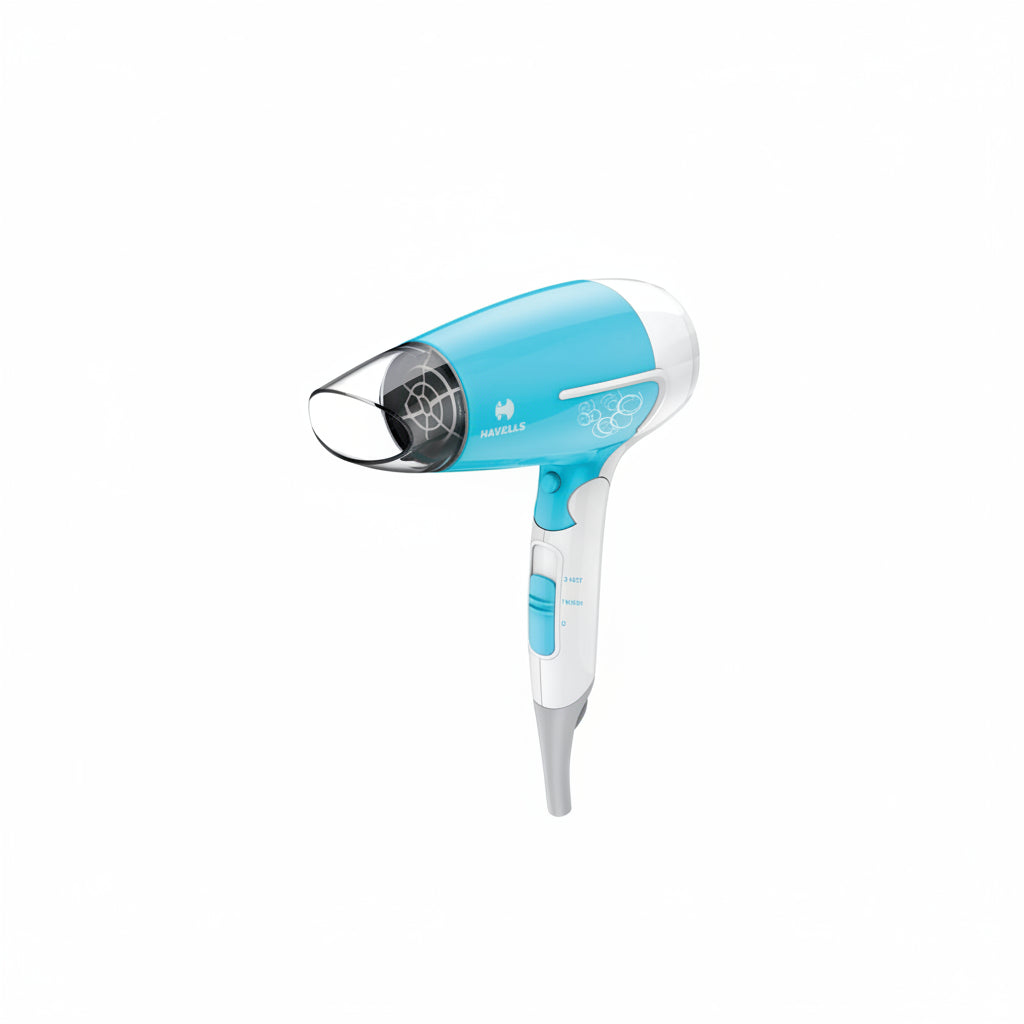 Havells HD3151 1200 W Foldable Hair Dryer; 3 Heat (Hot/Cool/Warm) Settings Including Cool Shot Button; Heat Balance Technology, Turquoise