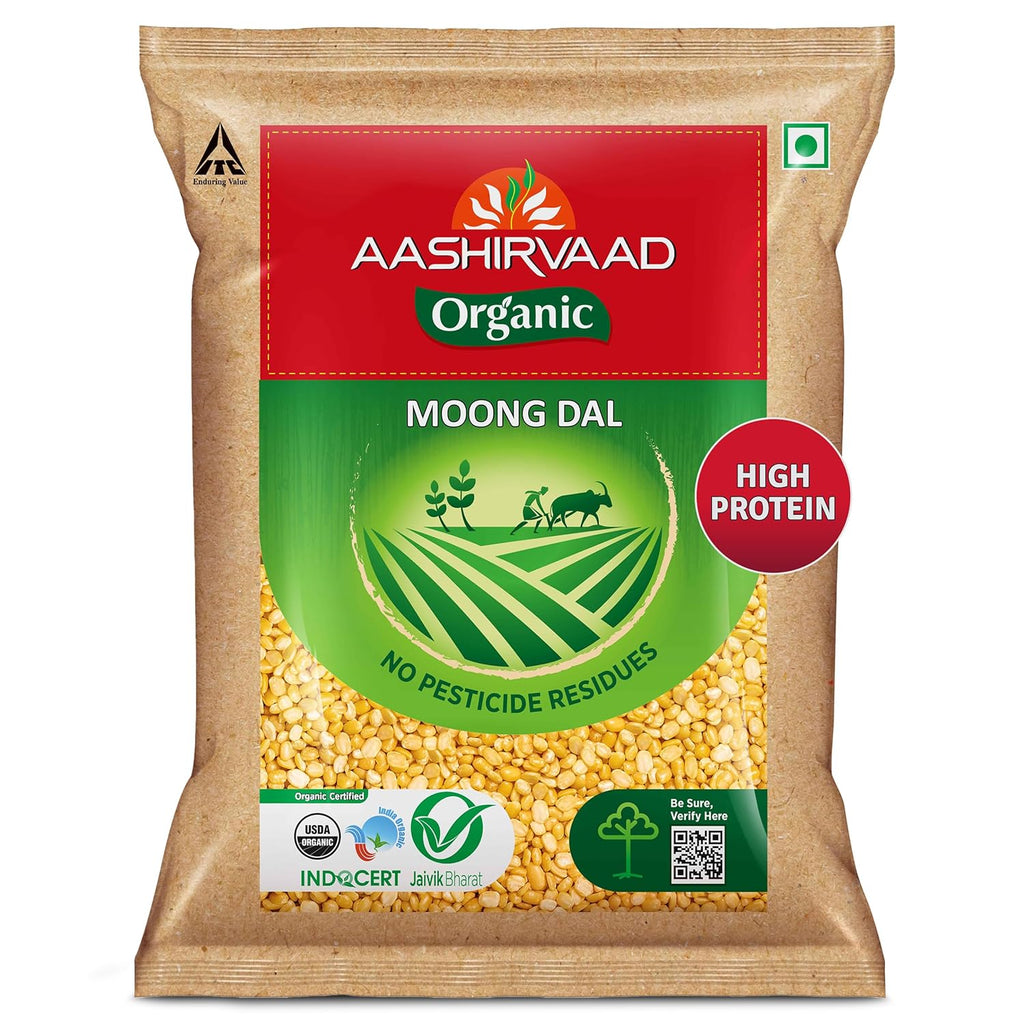 Aashirvaad Organic Moong Dal, 500 g,