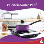 Wonderchef Valencia Non-Stick Sauce Pan with Glass Lid | Cool Touch Bakelite Handle | Pure Grade Aluminium| Tempered Glass Lid | 1.5 litres | 2.5 mm Thickness | 2 Year Warranty | Purple