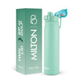 MILTON Reva 1000 ISI Certified Stainless Steel Water Bottle with Twin Lid Sip or Gulp, 1 Litre | Single Wall, BPA-Free, Leakproof | Sturdy Handle | Ideal for Home, Office, Gym & Travel, Aqua Green