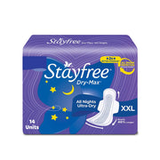 Stayfree Dry Max All Night XXL Sanitary Pads For Women | 14 Pads | Dry Cover | Provides Dry Feel for Up to 12 Hours | Super Lock Gel Pockets to Absorb Heavy Flow