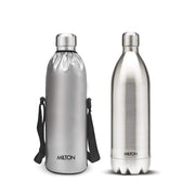 Milton Duo DLX 1800 Thermosteel Water Bottle 1700 ml, 24 Hr Hot and Cold I Leak Proof Lid, ISI Certified I Vacuum Insulated I for Office, Gym, School I Silver