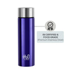 CELLO H2O Stainless Steel Water Bottle For Office & Daily Use 1000 ml, Purple | Single Wall Freezer & Fridge Safe, Lightweight & Stylish Leakproof Rustproof Steel Water Bottle For School, Gym & Travel