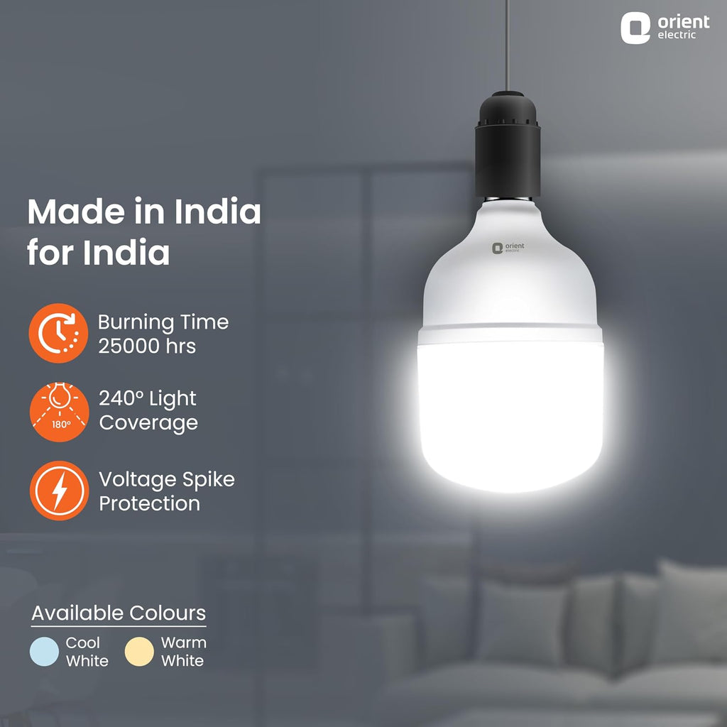 Orient Electric Eternal Shine LED Bulb | 60 Watts | 12 Months Warranty | Cool White, Pack of 1 | 25000 Hours + 180 degree coverage