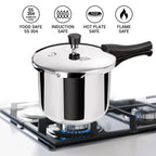 Milton Procook Triply Pressure Cooker Stainless Steel with Outer Lid, 3 Litres, Induction and Gas Stove Compatible, Gasket Release System, 5 Years Warranty, ISI Certified, Silver