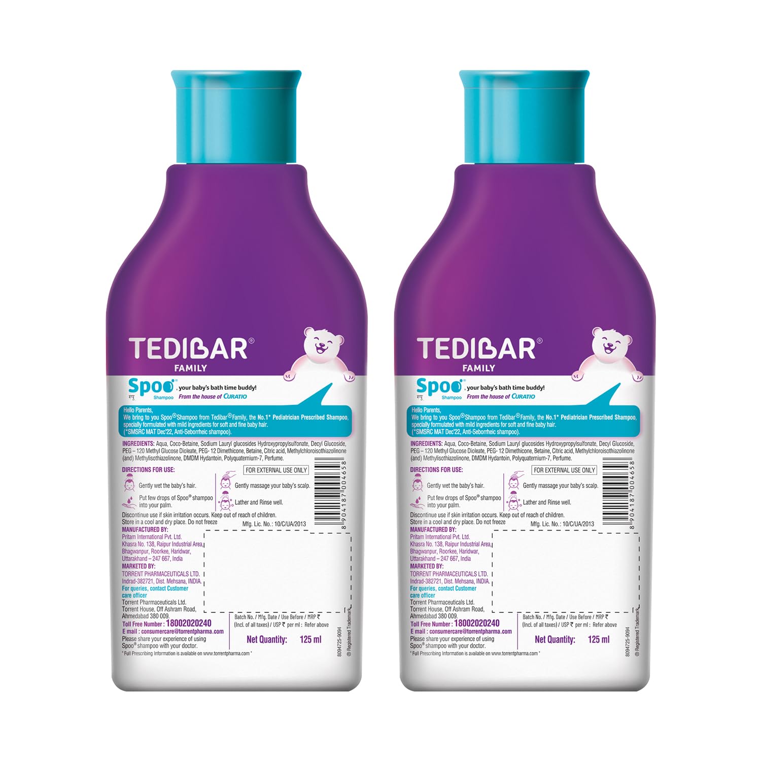 Spoo Shampoo Spoo No-Tear Formula Baby Shampoo 125 ml (Pack of 2)