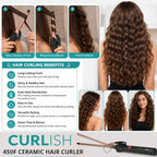 Curlish Professional Hair Curler Chopstick For Women [Inbuilt Clamp Hair Curling Chopstick] Electric Hair Curler (Barrel Diameter: 9 mm) Curler Iron Rod Styler for Women with Machine