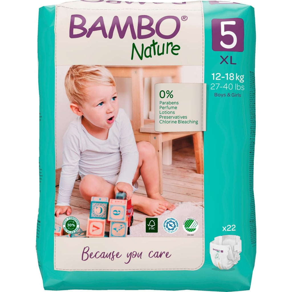 Bambo Nature Premium Baby Tape Diapers for Kids XL Size (12-18 Kgs), Super Absorbent, Breathable, Extra Soft, Dermatologically Tested Nappies, Bamboo Diaper With Wetness Indicator, 66 Count
