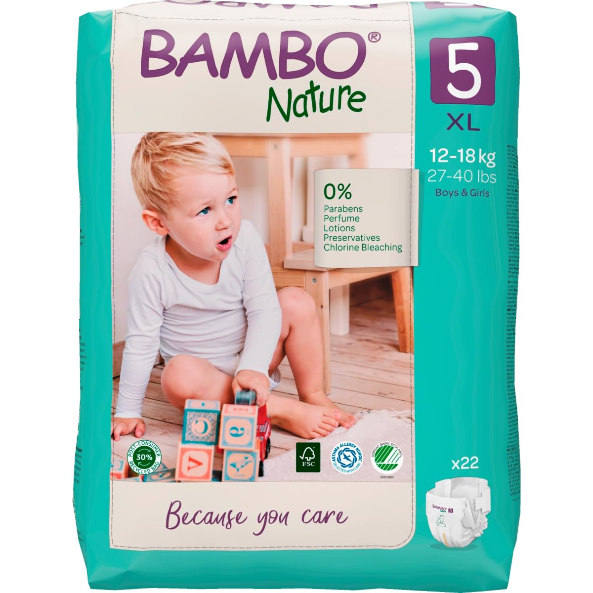 Bambo Nature Premium Baby Tape Diapers for Kids XL Size (12-18 Kgs), Super Absorbent, Breathable, Extra Soft, Dermatologically Tested Nappies, Bamboo Diaper With Wetness Indicator, 66 Count