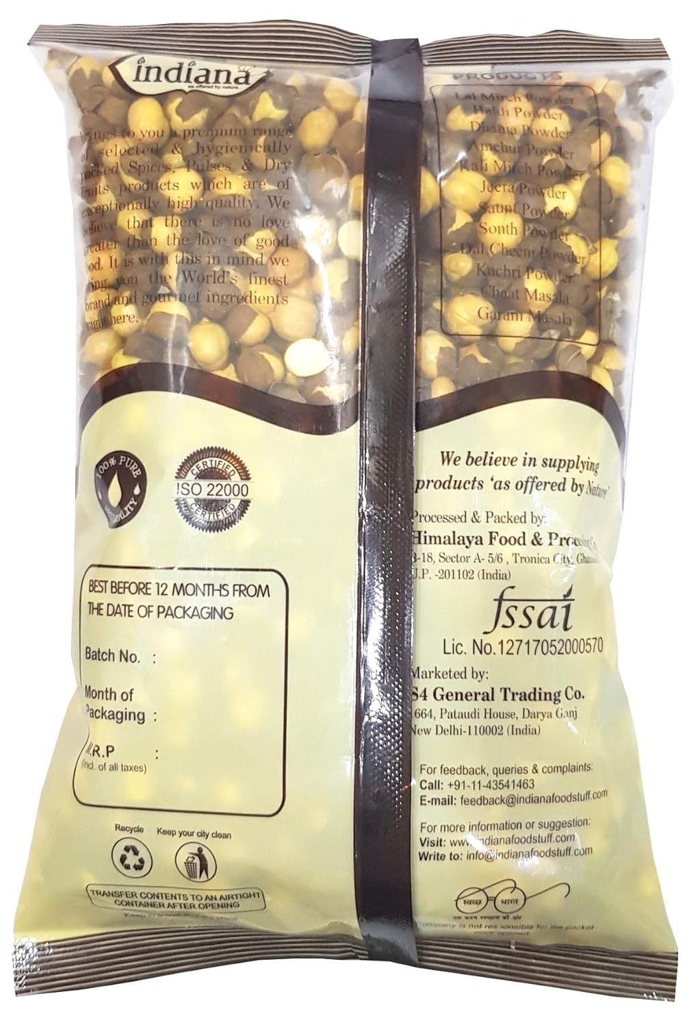 Indiana Roasted Chana, Chickpeas, Bhuna Chana Roasted, Chane - 360Gm