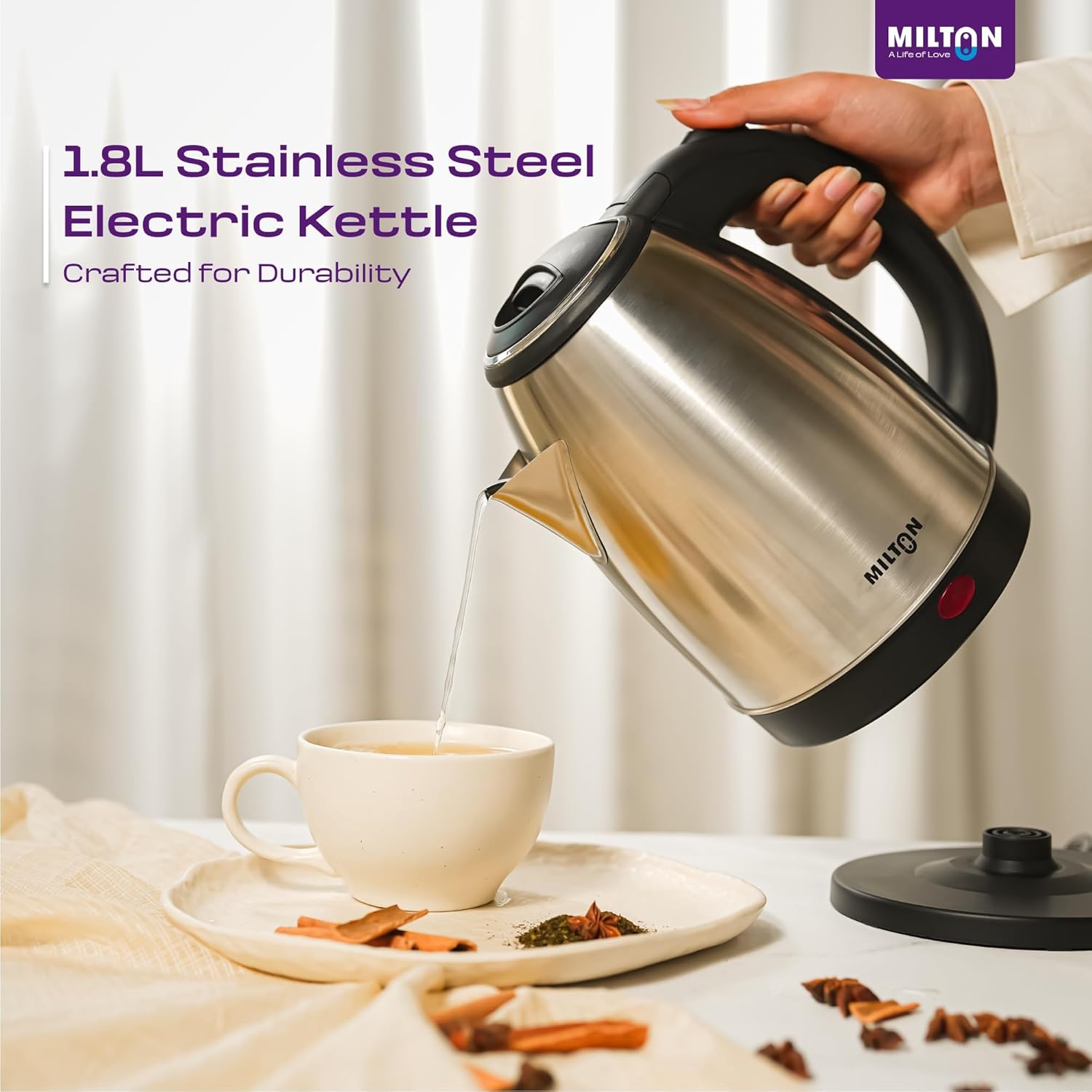 Milton Combo Rapid Electric Kettle 1.8L 1500W with Electric Egg Boiler 360W