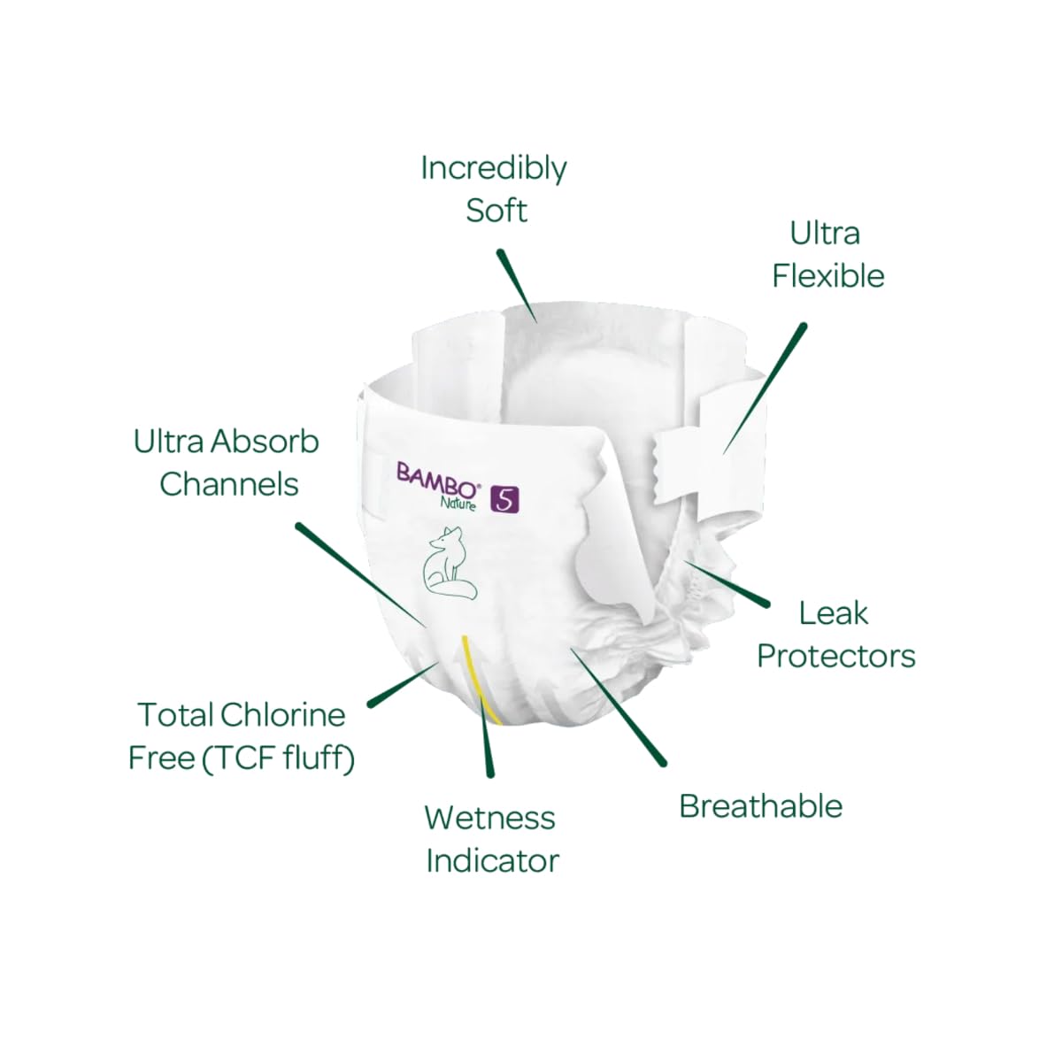 Bambo Nature Premium Baby Tape Diapers for Kids XL Size (12-18 Kgs), Super Absorbent, Breathable, Extra Soft, Dermatologically Tested Nappies, Bamboo Diaper With Wetness Indicator, 66 Count
