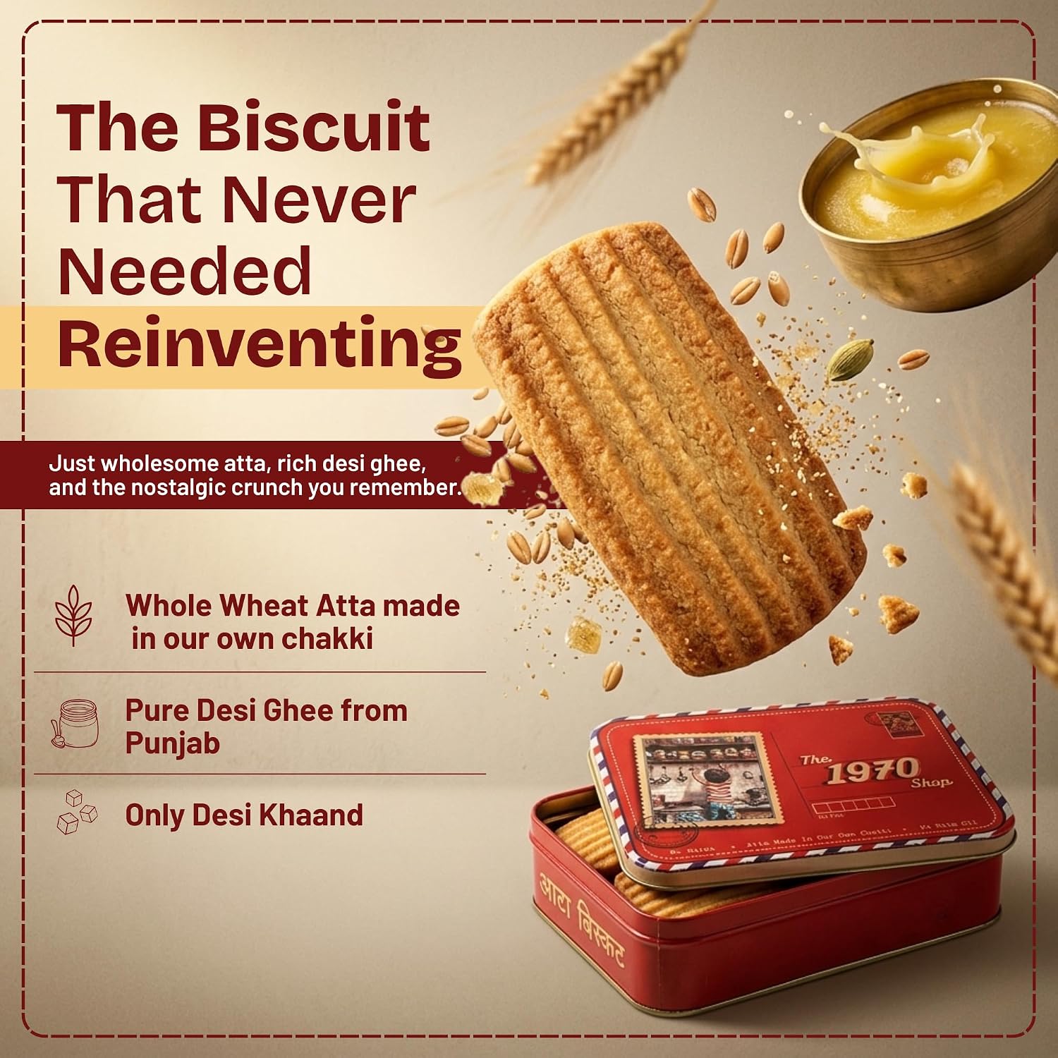 The 1970 Shop Atta Biscuits (200g) + Besan Nankhatai Cookies (150g)