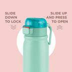 MILTON Reva 1000 ISI Certified Stainless Steel Water Bottle with Twin Lid Sip or Gulp, 1 Litre | Single Wall, BPA-Free, Leakproof | Sturdy Handle | Ideal for Home, Office, Gym & Travel, Aqua Green