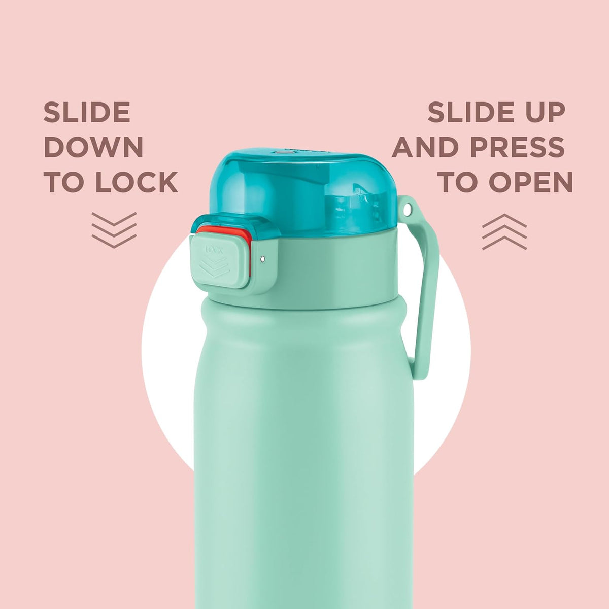 MILTON Reva 1000 ISI Certified Stainless Steel Water Bottle with Twin Lid Sip or Gulp, 1 Litre | Single Wall, BPA-Free, Leakproof | Sturdy Handle | Ideal for Home, Office, Gym & Travel, Aqua Green