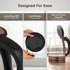 Prestige PKGB 1.8 Litre Electric Glass Kettle| LED Power Indicator| Borosilicate Glass| Automatic Power Cut-Off| Concealed Element| 360 Degree Swivel| Cool Touch Handle, 1350 Watts, Transparent