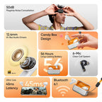 realme Buds T500 Pro TWS Earbuds with 12.4mm Drivers, Upto 50dB ANC,3D Spatial Audio, 56H Playtime, AI ENC, IP55 Rating, and 45ms Low Latency BT 6.1 (Orange Mint)