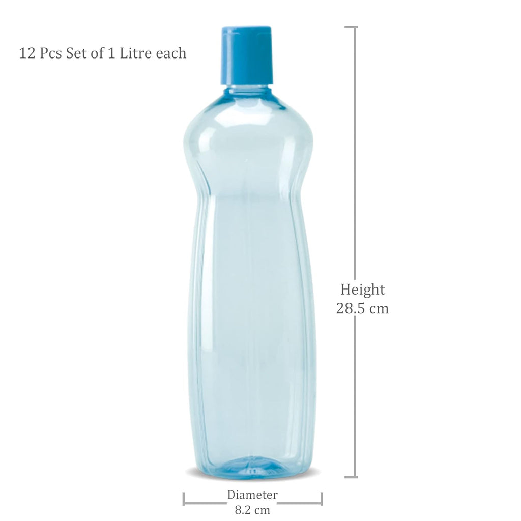 MILTON Pacific 1000 Pet Water Bottles, 1 Litre Each, Set of 12, Sky Blue | BPA Free | Leak Proof | Office Bottle | Gym Bottle | Home | Kitchen | Travel Bottle | Hiking | Treking Bottle | Reusable