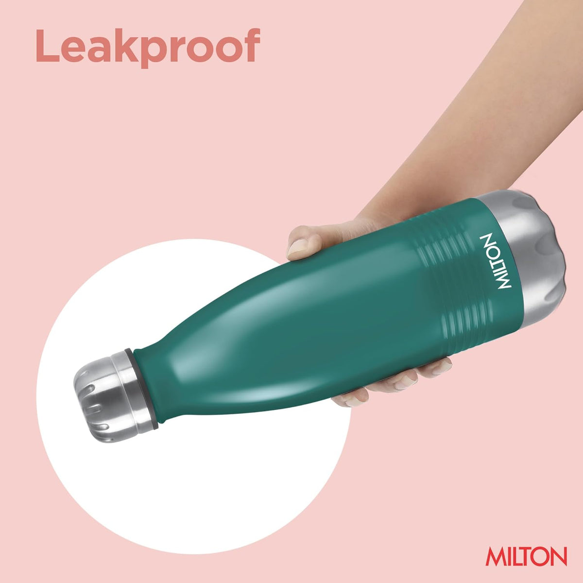 Milton Duo DLX 1000 Thermosteel Bottle, 1000 ml Water Bottles, 24 Hours Hot and Cold, Easy to Carry, Easy Grip, Rust Proof, Tea, Coffee, Office, Travel Bottle, Matt Green