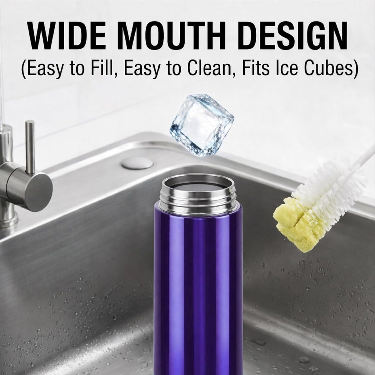 CELLO H2O Stainless Steel Water Bottle For Office & Daily Use 1000 ml, Purple | Single Wall Freezer & Fridge Safe, Lightweight & Stylish Leakproof Rustproof Steel Water Bottle For School, Gym & Travel
