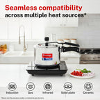 Prestige 2 Litre Triply Svachh Pressure Innerlid Pressure Cooker|Deep lid for spillage control|Gas & Induction Compatible|Triply body for even heating|Low Cooking oil|5Y warranty|ISI Certified