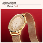 boAt Chrome Iris Fashion Smart Watch for Women - Elegant Ultra-Sleek Dial, Light-Weight Metal Body, 1.32" AMOLED Display, 1000 Nits, AOD, Female Wellness Tracking Watch for Woman (Metal Gold)