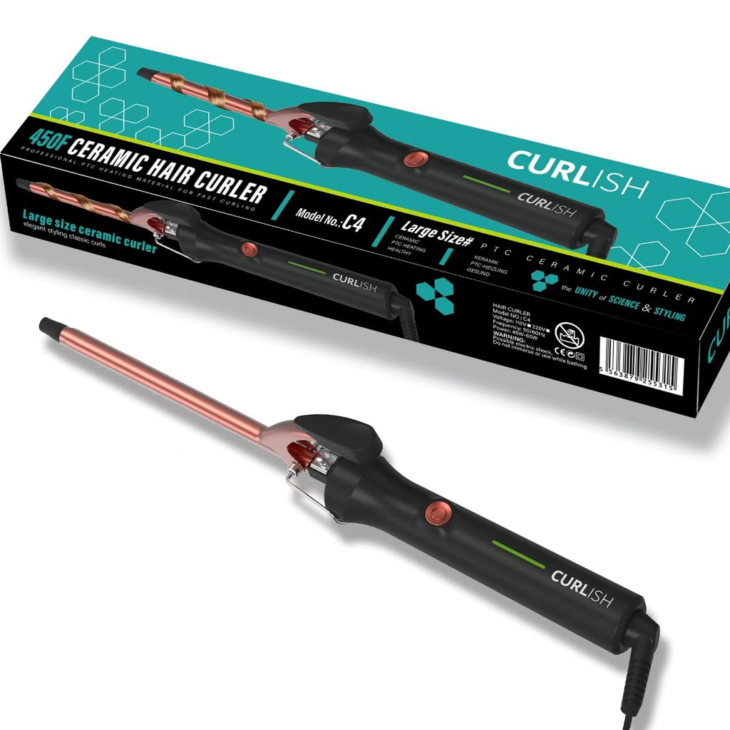 Curlish Professional Hair Curler Chopstick For Women [Inbuilt Clamp Hair Curling Chopstick] Electric Hair Curler (Barrel Diameter: 9 mm) Curler Iron Rod Styler for Women with Machine