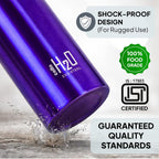 CELLO H2O Stainless Steel Water Bottle For Office & Daily Use 1000 ml, Purple | Single Wall Freezer & Fridge Safe, Lightweight & Stylish Leakproof Rustproof Steel Water Bottle For School, Gym & Travel