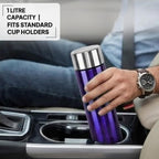 CELLO H2O Stainless Steel Water Bottle For Office & Daily Use 1000 ml, Purple | Single Wall Freezer & Fridge Safe, Lightweight & Stylish Leakproof Rustproof Steel Water Bottle For School, Gym & Travel