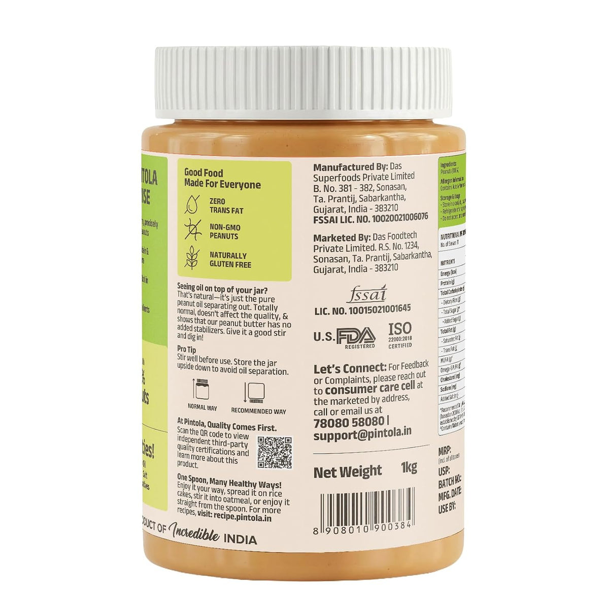 Pintola All Natural Peanut Butter Extra Crunchy 1kg