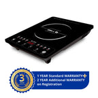 iBELL 20YO Induction Cooktop 2000W - 3 YEAR WARRANTY Full Touch Panel, Double/Single Coil Technology, Fast Heating, Auto Shut-Off, Overheat Protection, Crystal Glass Top [Black]