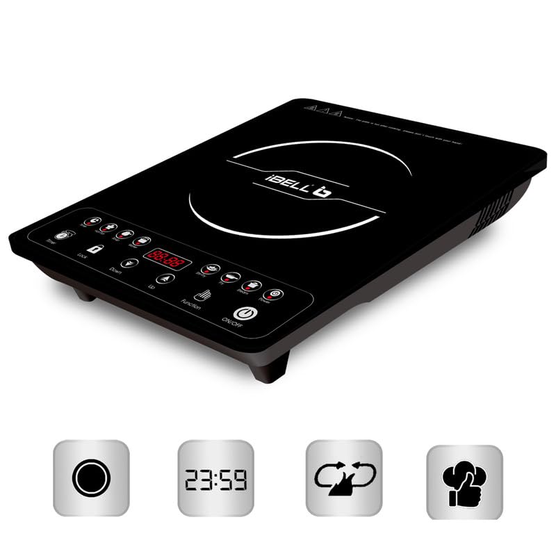 iBELL 20YO Induction Cooktop 2000W (Pack of 2) | 3-YEAR WARRANTY | Electric Double Induction Stove with Full Touch Control, Auto Shut-Off & Overheat Protection, Crystal Glass Surface.