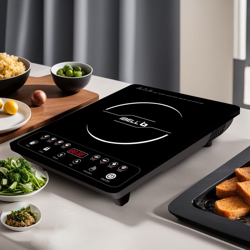 iBELL 20YO Induction Cooktop 2000W (Pack of 2) | 3-YEAR WARRANTY | Electric Double Induction Stove with Full Touch Control, Auto Shut-Off & Overheat Protection, Crystal Glass Surface.