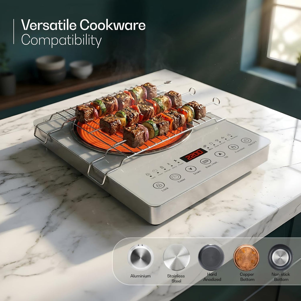 iBELL CLOUD390 2200W - Infrared Cooktop, 3-YEAR WARRANTY, Energy-Efficient Heating, Compatible with Steel, Aluminium, Ceramic & Glass Cookware, [White]